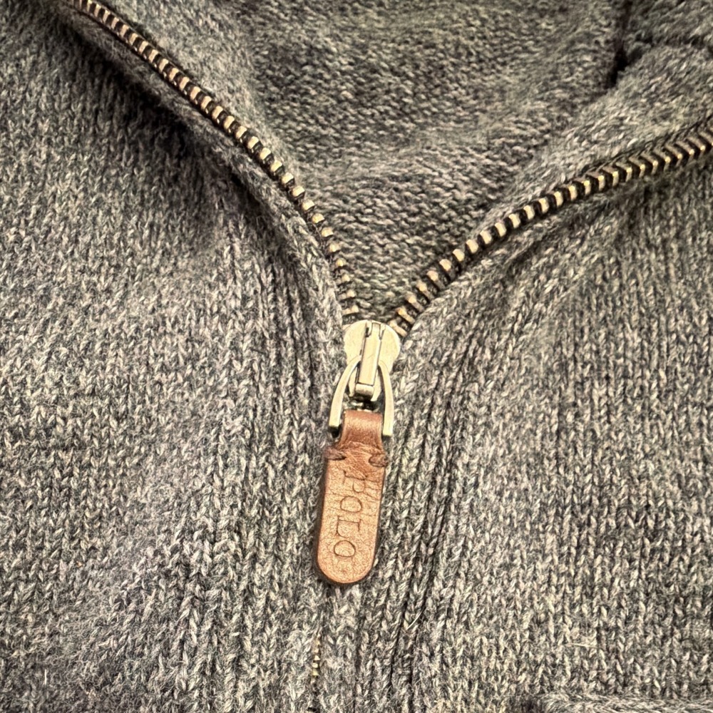 Polo Ralph Lauren Boy's M Gray Knit 1/4 Zip Mock Neck Sweater Preppy Old Money - Picture 5 of 12